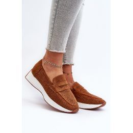 mokasinai su platforma iš Eco Suede Camel Inesqua BOTO