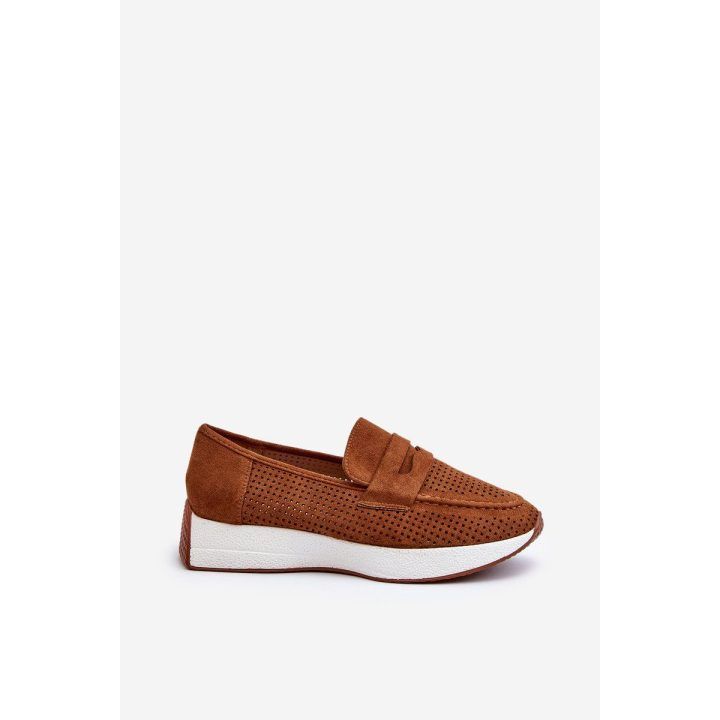 mokasinai su platforma iš Eco Suede Camel Inesqua BOTO