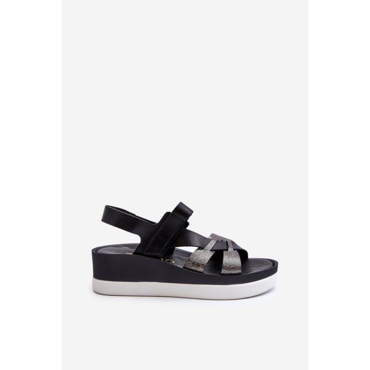 Moteriški odiniai platforminiai sandalai Black ZAZOO