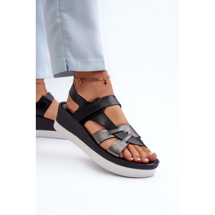 Moteriški odiniai platforminiai sandalai Black ZAZOO