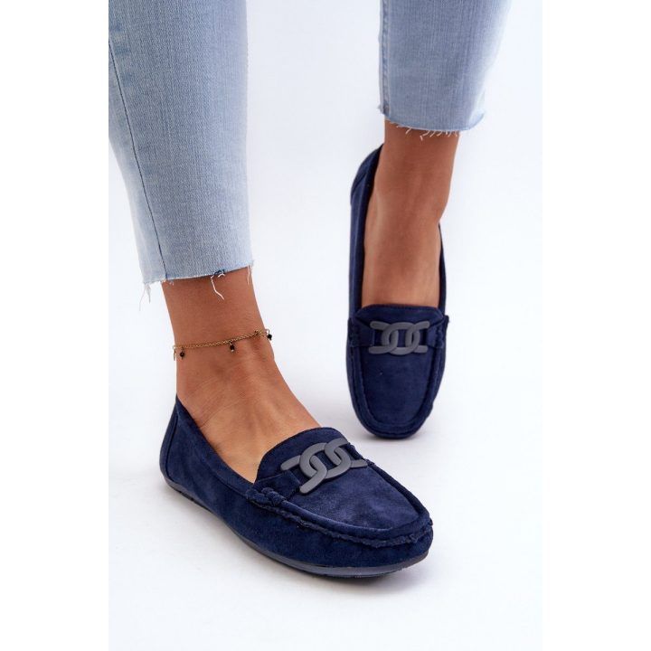 Stilingi moteriški zomšiniai mokasinai Navy Blue Rabell BOTO