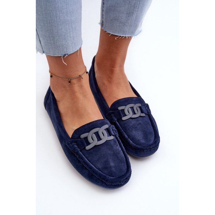 Stilingi moteriški zomšiniai mokasinai Navy Blue Rabell BOTO