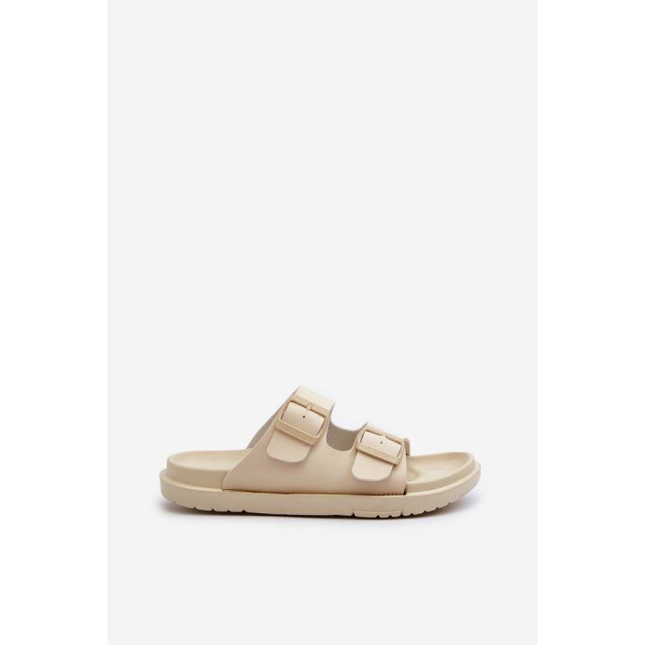 Moteriškos šlepetės su sagtimis smėlio spalvos BIG STAR SHOES