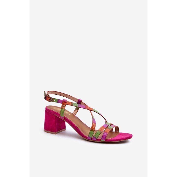 Žemos kulno zomšiniai sandalai Maciejka 06653-15 Fuksijos spalvos MACIEJKA