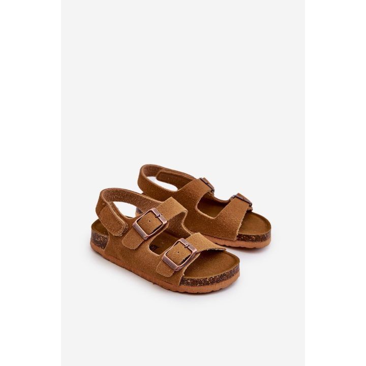 Vaikiški basutės ant kamštienos kulno su velcro užsegimu Camel Rorria BOTO