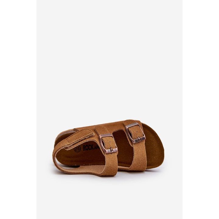 Vaikiški basutės ant kamštienos kulno su velcro užsegimu Camel Rorria BOTO