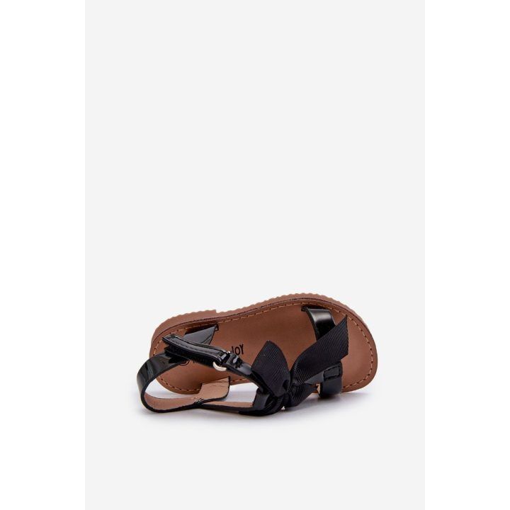 Blizgūs odiniai, kasdieniai vaikų sandalai su kaspinėliu užsegami Velcro užsegimu Joratia BOTO