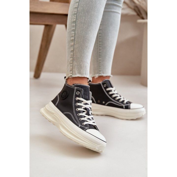 Šilti platforminiai kedai moterims iš eko odos Big Star OO274068 rožiniai BIG STAR SHOES