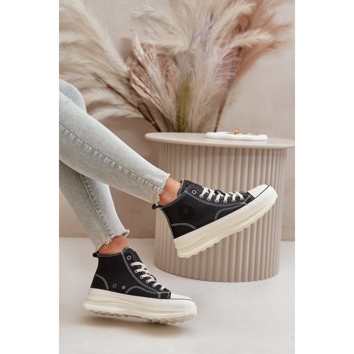 Šilti platforminiai kedai moterims iš eko odos Big Star OO274068 rožiniai BIG STAR SHOES