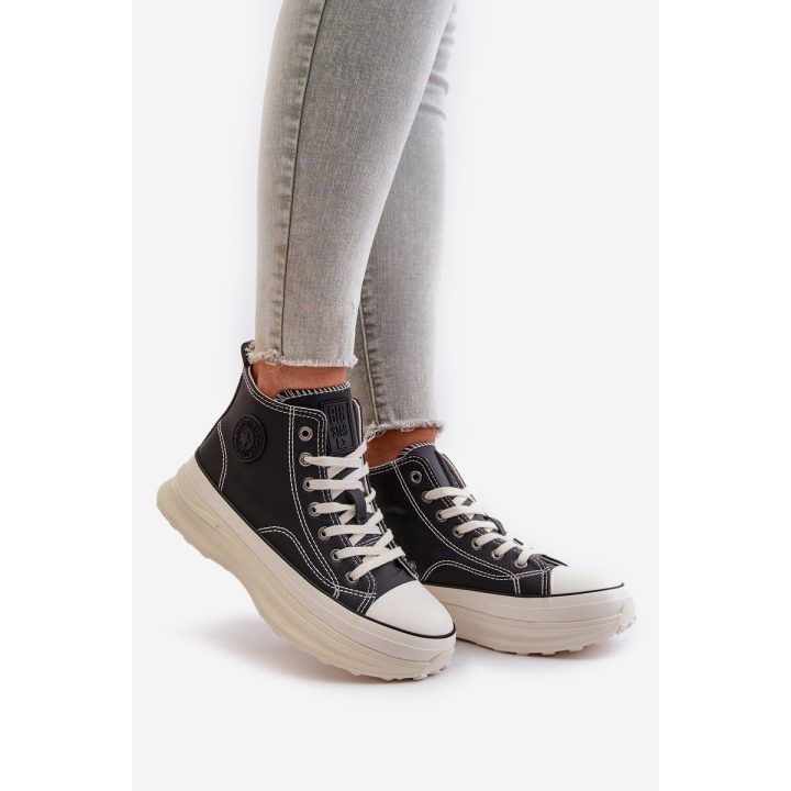 Šilti platforminiai kedai moterims iš eko odos Big Star OO274068 rožiniai BIG STAR SHOES