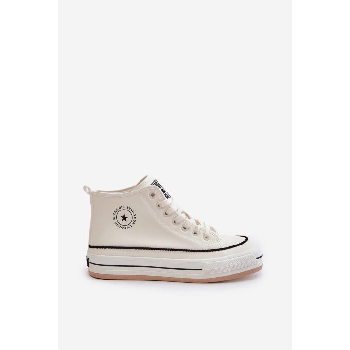Šilti moteriški kedai ant platformos iš ekologiškos odos Big Star OO274061 balti BIG STAR SHOES