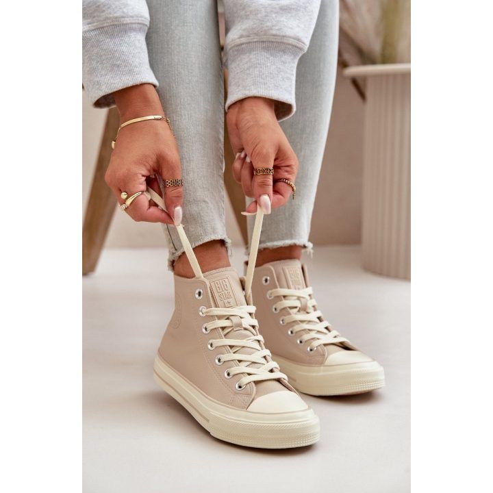 Moteriški žieminiai bateliai iš ekologiškos odos Smėlio spalvos Big Star OO274934“. BIG STAR SHOES