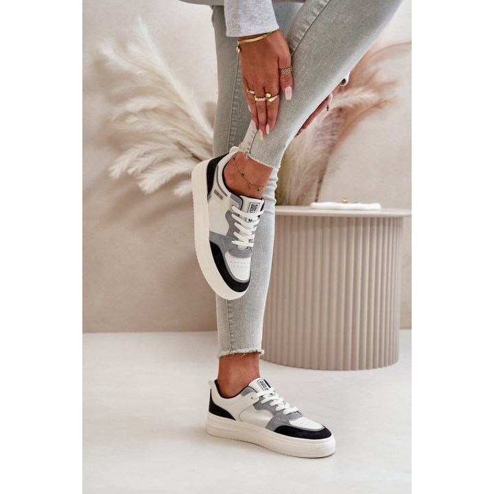 Moteriški žemi sportbačiai iš eko odos Big Star OO274028 baltai pilki BIG STAR SHOES