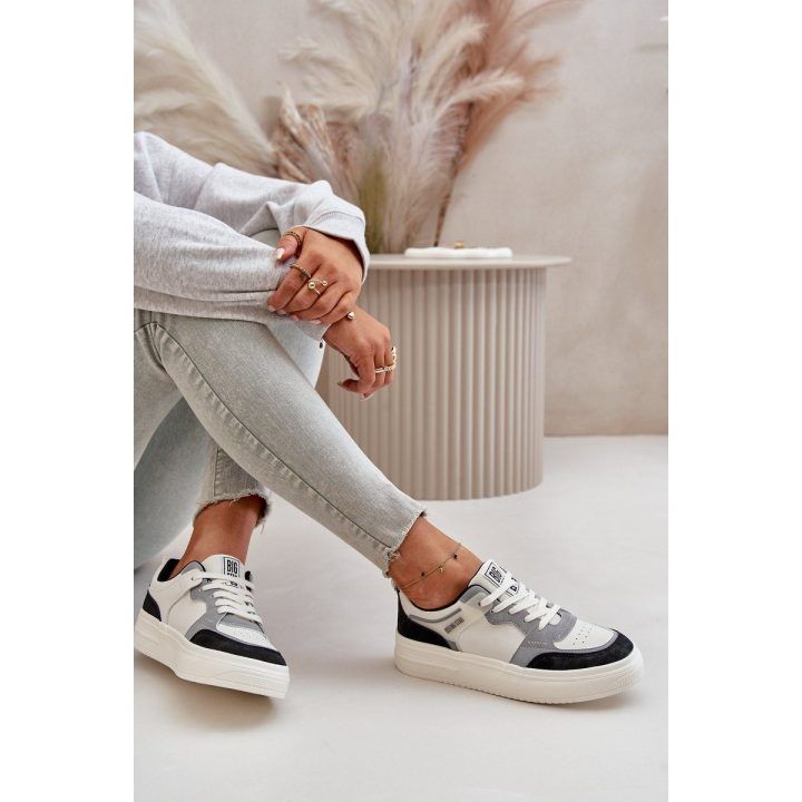 Moteriški žemi sportbačiai iš eko odos Big Star OO274028 baltai pilki BIG STAR SHOES