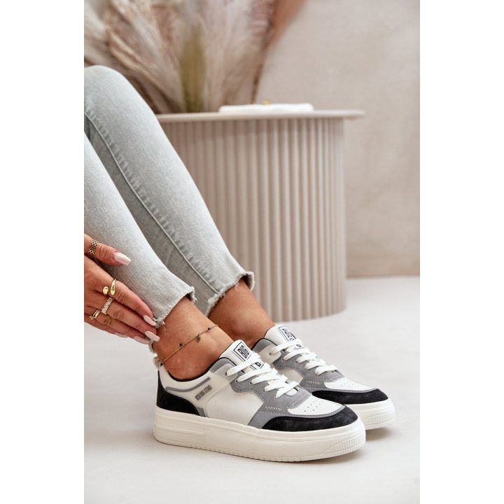 Moteriški žemi sportbačiai iš eko odos Big Star OO274028 baltai pilki BIG STAR SHOES