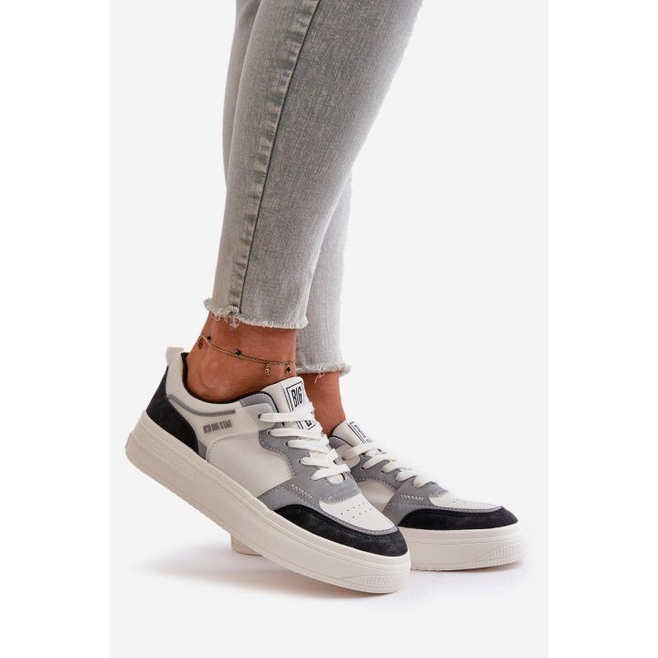 Moteriški žemi sportbačiai iš eko odos Big Star OO274028 baltai pilki BIG STAR SHOES