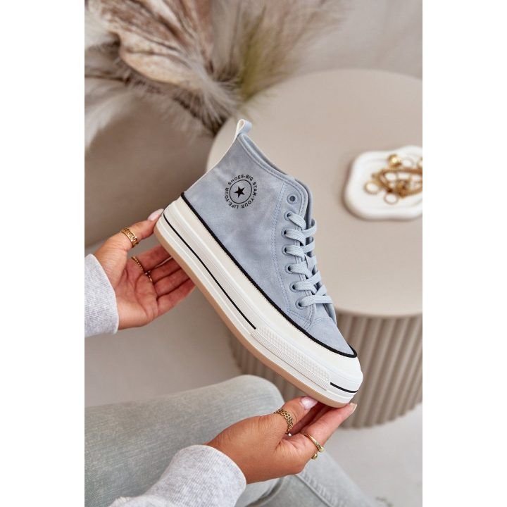 Šilti platforminiai sportbačiai iš ekologiškos odos Big Star mėlyni BIG STAR SHOES