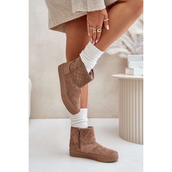 Snieginiai batai užsegami užtrauktuku, šildomi kailiu Big Star OO274A524 smėlinės spalvos BIG STAR SHOES