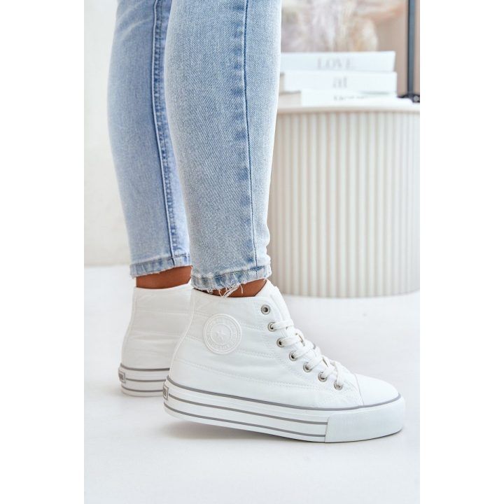 Moteriški plokščiapadžiai su platforma Balti BIG STAR SHOES