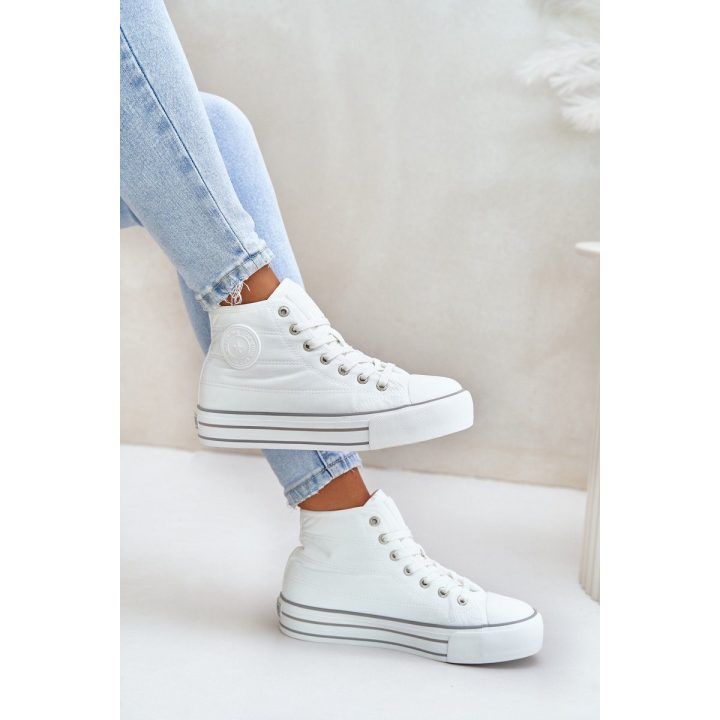 Moteriški plokščiapadžiai su platforma Balti BIG STAR SHOES