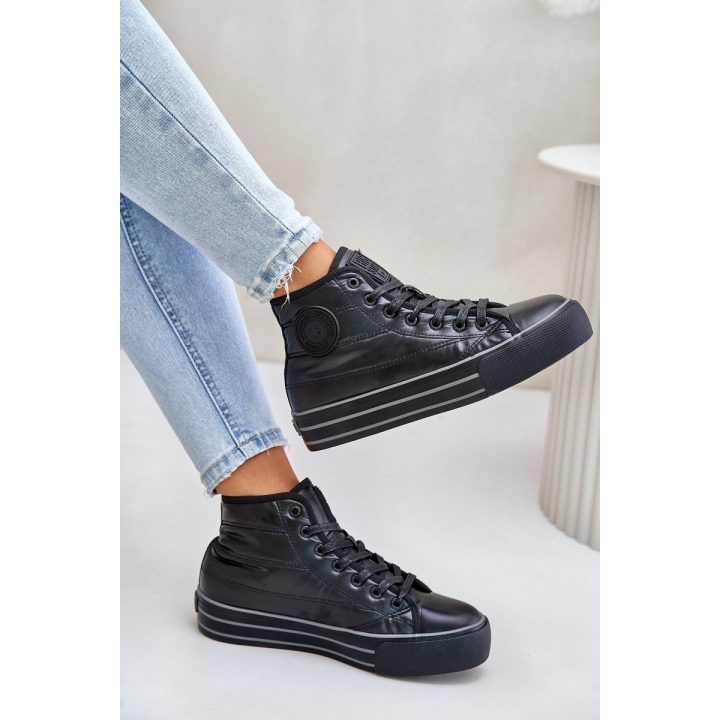 Moteriški auliniai sportbačiai ant platformos juodos spalvos BIG STAR SHOES