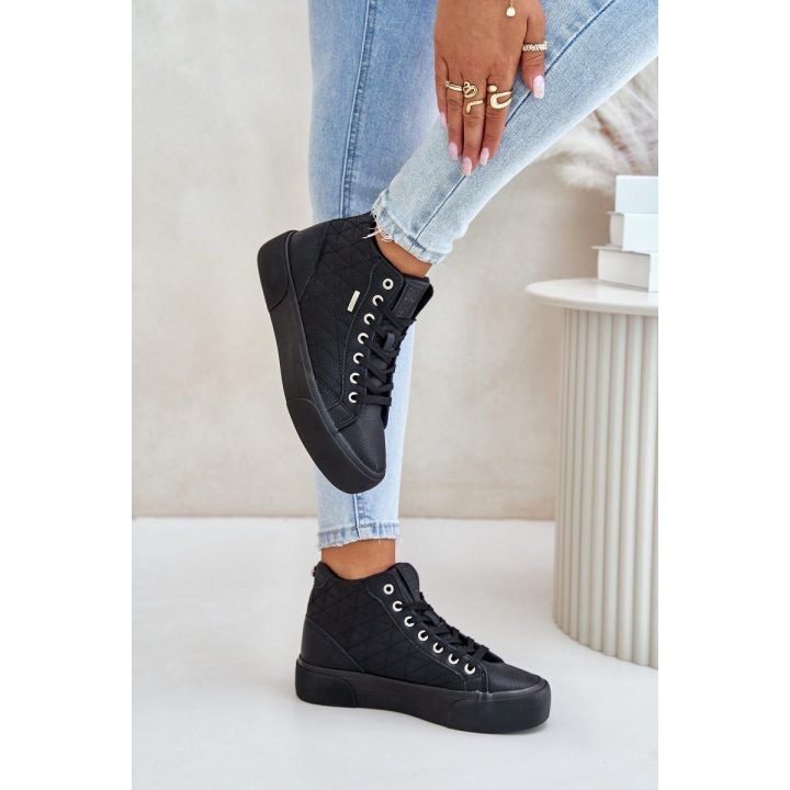 Šilti moteriški sportbačiai su siūlėmis Big Star Juoda BIG STAR SHOES