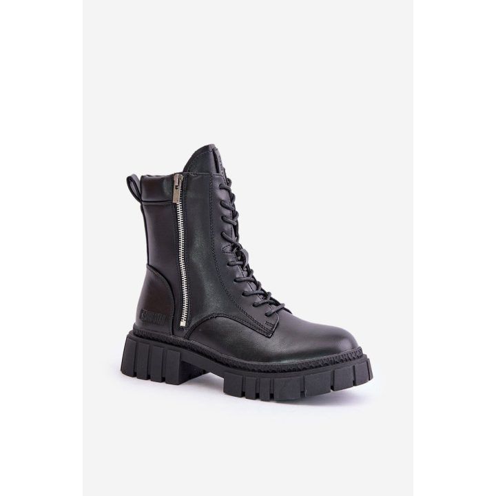 Aulinukai juodi iš ekologiškos odos su užtrauktuku Big Star BIG STAR SHOES