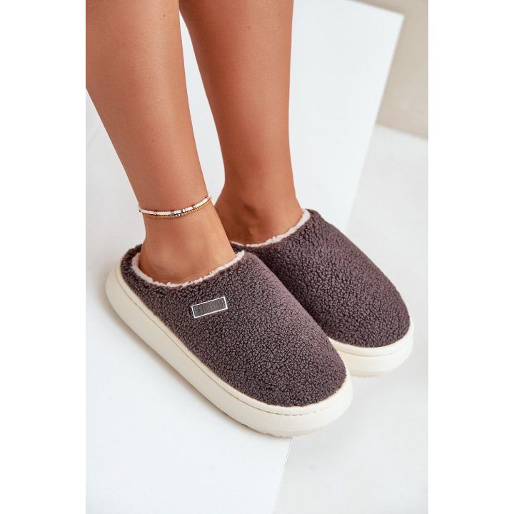 Šiltos šlepetės ant storo paduko tamsiai pilkos spalvos BIG STAR SHOES