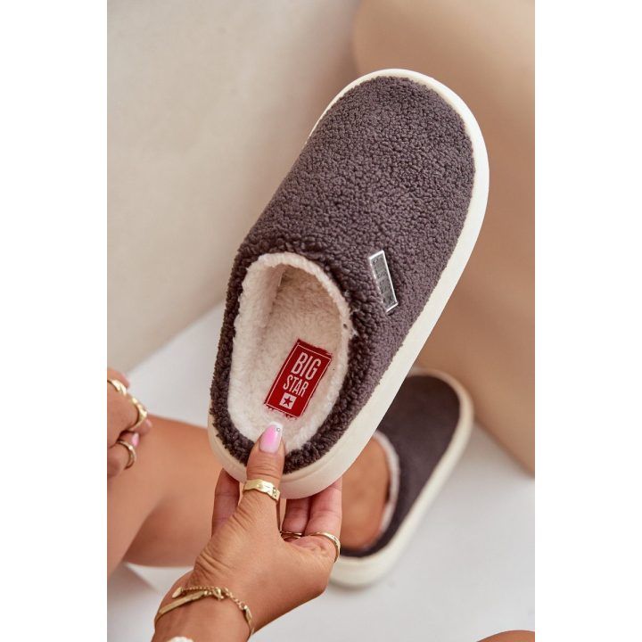 Šiltos šlepetės ant storo paduko tamsiai pilkos spalvos BIG STAR SHOES
