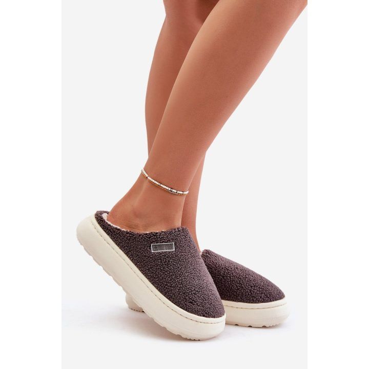 Šiltos šlepetės ant storo paduko tamsiai pilkos spalvos BIG STAR SHOES