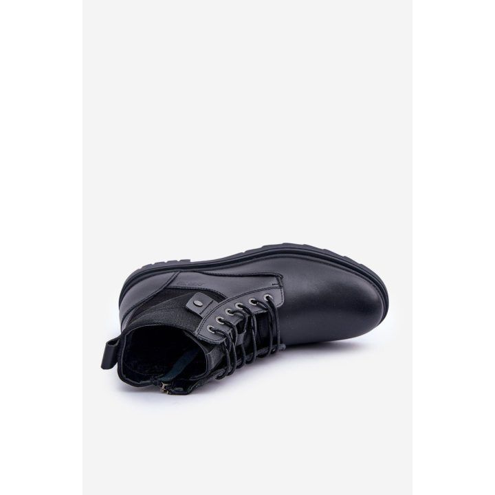 Vyriškos odinės aulinės žieminės avalynės batai Big Star OO174166 juodi BIG STAR SHOES