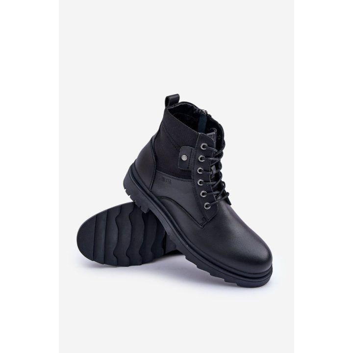 Vyriškos odinės aulinės žieminės avalynės batai Big Star OO174166 juodi BIG STAR SHOES