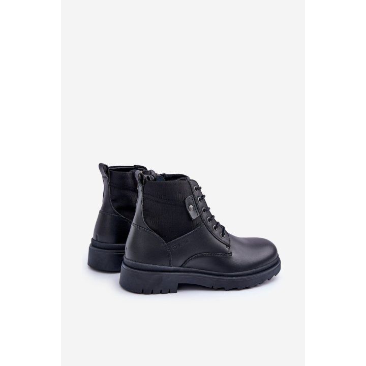 Vyriškos odinės aulinės žieminės avalynės batai Big Star OO174166 juodi BIG STAR SHOES