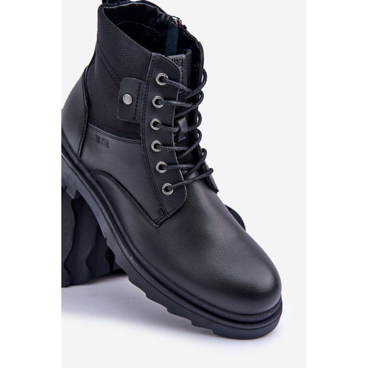 Vyriškos odinės aulinės žieminės avalynės batai Big Star OO174166 juodi BIG STAR SHOES