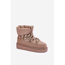 Užsegami Suede Žieminiai Batai Moterims su Storais Raišteliais D.Franklin DFSH375003 Taupe D.FRANKLIN