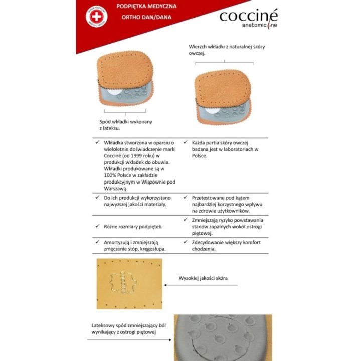 Kulno įklotai Coccine Heel Pad Cork and Leather Peccary“ COCCINE