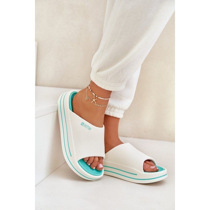 Moteriškos platforminės šlepetės Big Star baltos-mėtinės BIG STAR SHOES