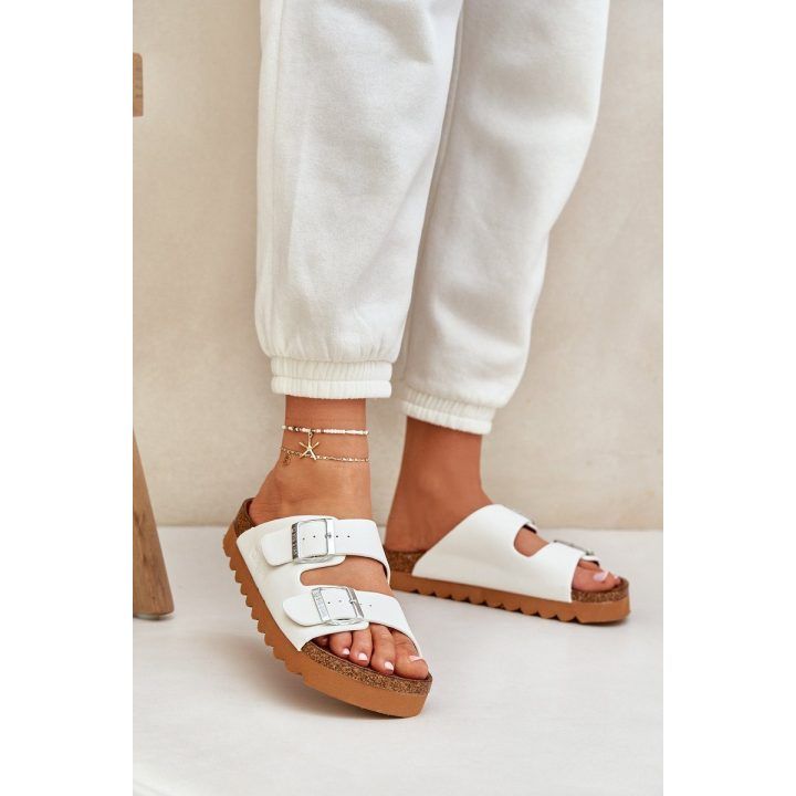 Moteriškos šlepetės su sagtimis baltos Big Star BIG STAR SHOES