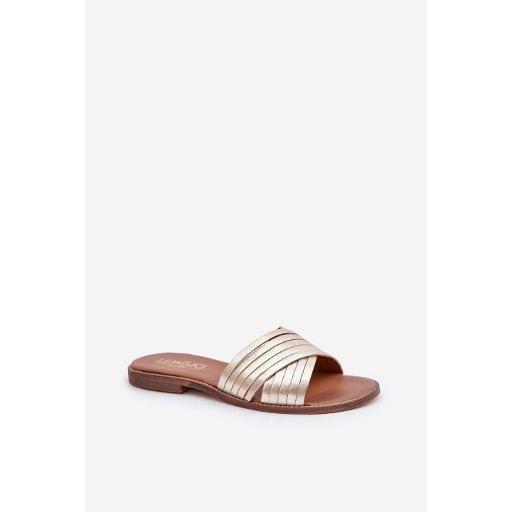 Auksinės odinės moteriškos šlepetės Shoes BOTO
