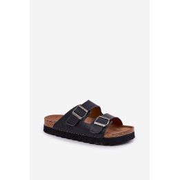 Vyriški sandalai su sagtimis iš ekologiškos odos juodi Big Star BIG STAR SHOES
