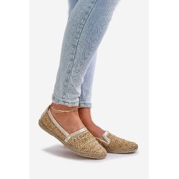 Elegantiškos odinės espadrilės su pynimu smėlio-aukso spalvos ZAZOO