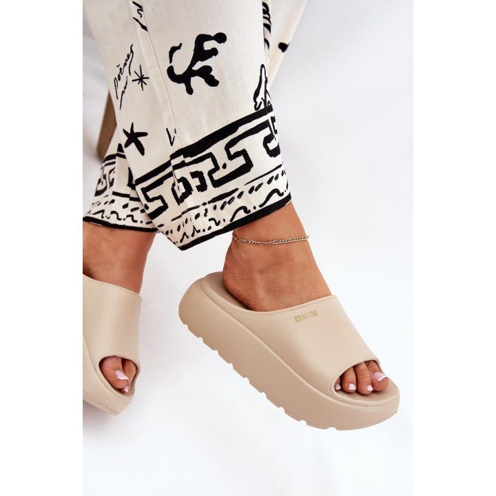 Moteriškos platforminės šlepetės smėlio spalvos Big Star BIG STAR SHOES