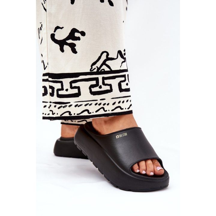 Moteriškos platforminės šlepetės su juodu putplasčio padu BIG STAR SHOES