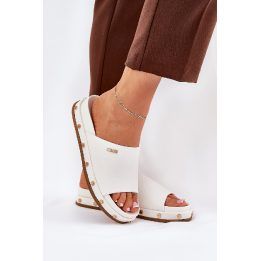 Basutės moterims su platforma ir kniedėmis, baltos BIG STAR SHOES