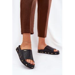 Bateliai moterims su platforma ir kniedėmis juodi BIG STAR SHOES