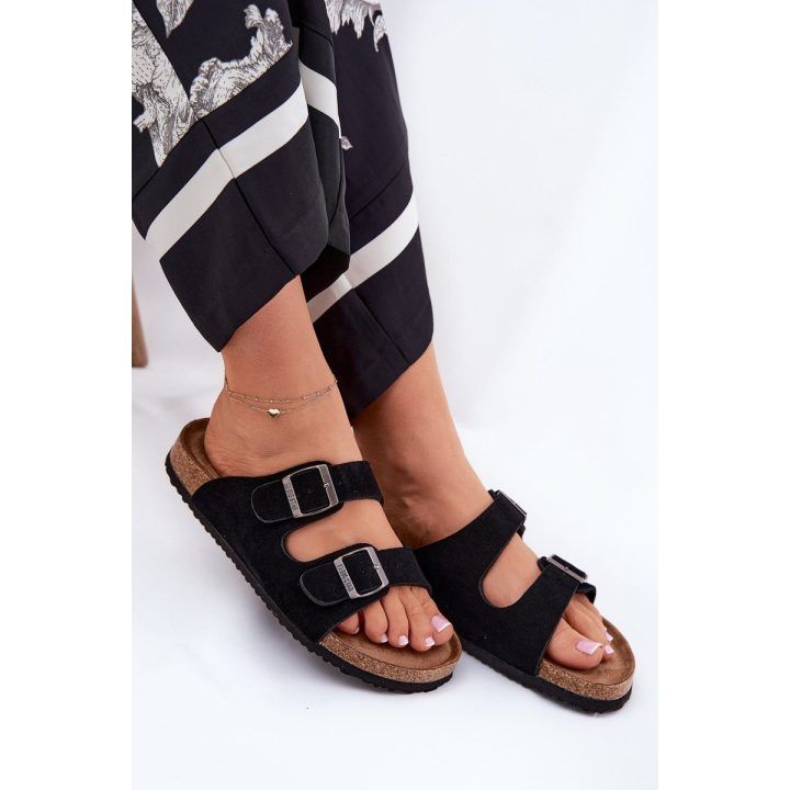 Basutės moterims su sagtimis juodos zomšos Big Star BIG STAR SHOES