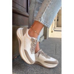 Sportiniai bateliai moterims smėlio spalvos su platforma BIG STAR SHOES