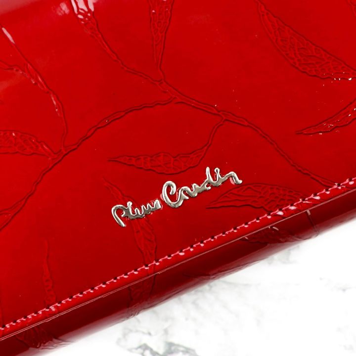 Moteriška raudona lakinė piniginė su skyreliais Pierre Cardin