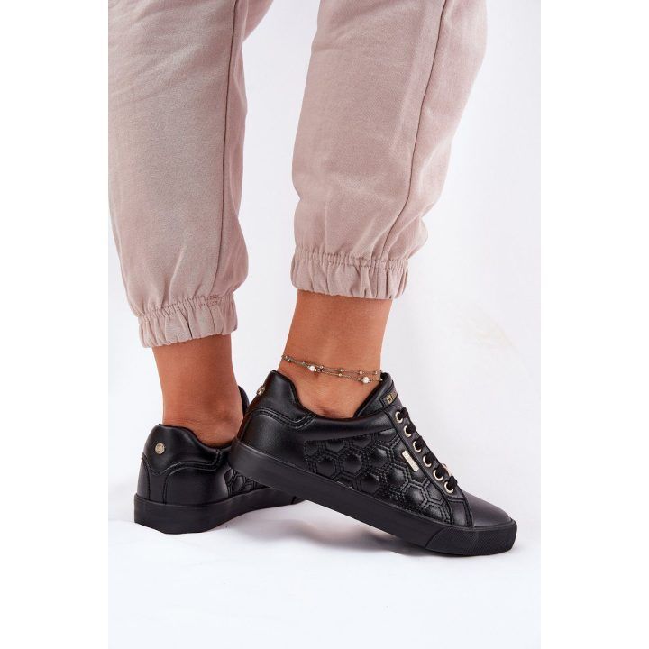 Juodi ekologiškos odos sportbačiai moterims BIG STAR SHOES