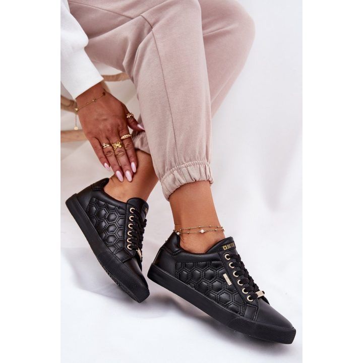Juodi ekologiškos odos sportbačiai moterims BIG STAR SHOES